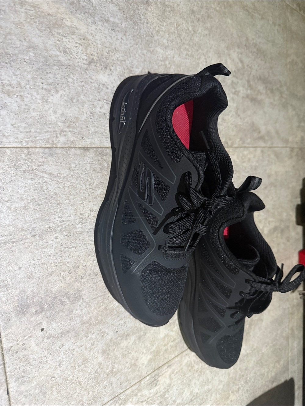 Skechers Black Athletic Sneakers with Red Lining